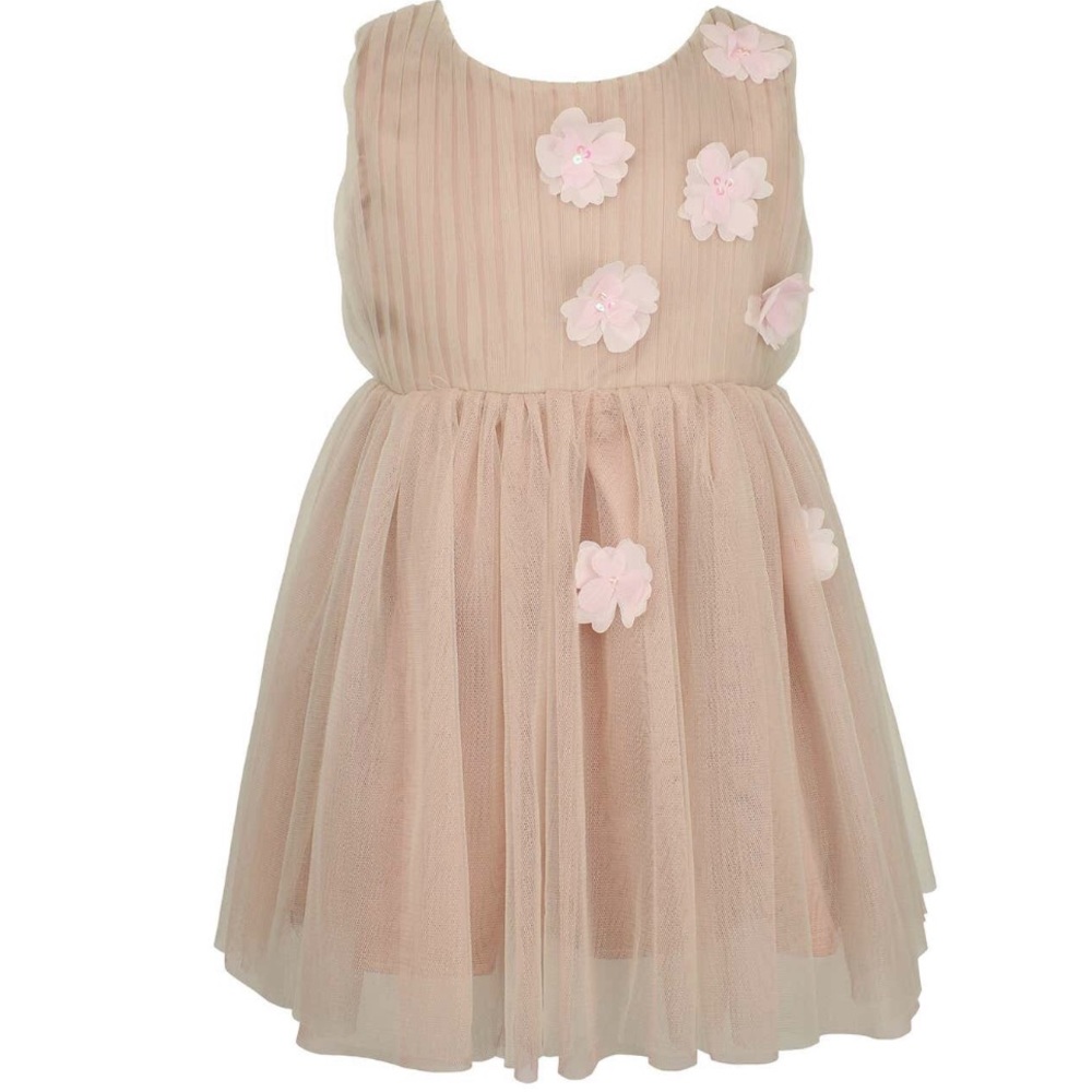 Popatu Floral Applique Satin Tie Dress NWT